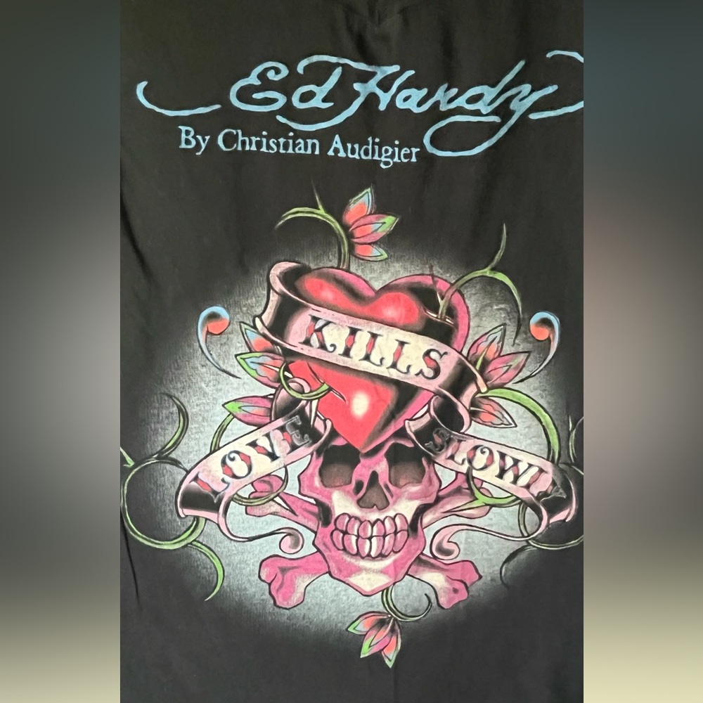 Y2K Ed Hardy Love Kills Slowly Tattooed Inked Tee By Christian Audigier … - Picture 5 of 14